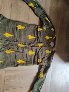 Stylish Olive Green Kurta with Yellow Print