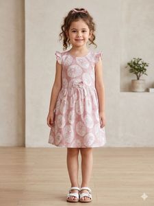 Girls Pink Floral Print Dress