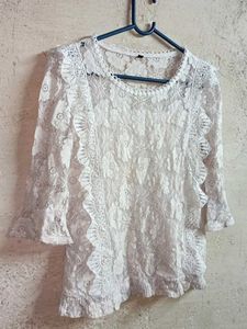 Elegant White Lace Top Layered