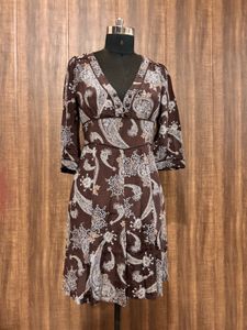 MANGO Brown Paisley Print Dress