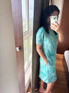 Flowy Teal Swirl Dress