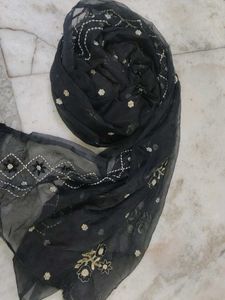 Embroidered Black Dupatta