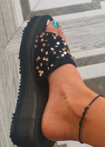 Sparkly Platform Slides
