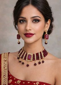 Elegant Maroon Choker Necklace