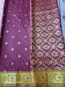Elegant Burgundy Saree with Gold Border