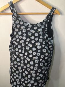 Black Floral Print Tank Top