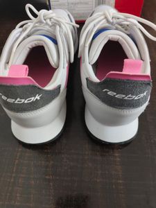 White Sneakers with Blue &amp; Pink Accents