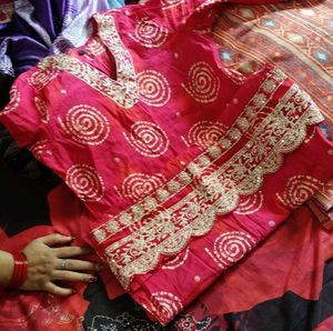 Vibrant Pink Kurta with Swirl Print