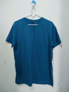 voguish Teal blue V-Neck top tee T-Shirt