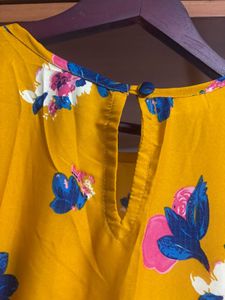 Floral Print Mustard Sleeveless Dress