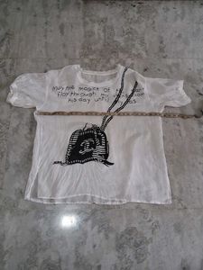 plus size bust 54 White Graphic Print Tunic