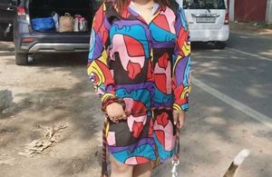 Multi color high low dress