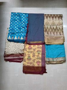 Combo of 6 Sarees✨💥With a free neckchain🎁💥 🎁