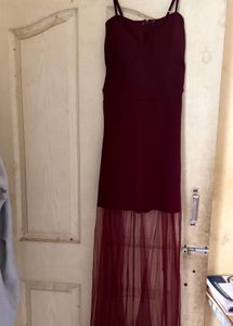 Burgundy Sheer Maxi Dress