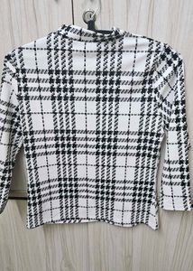 Shein Plaid Mock Neck Top