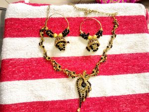 3 Elegant Gold Tone Jewel Necklace &amp; Earring Set