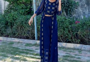 Stylish Blue Ethnic Kurta Set with Jacket