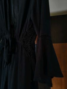 Chic Black Bell Sleeve Mini Dress