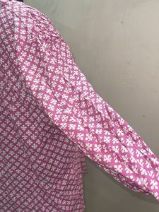 Pink Floral Print Button-Up Top