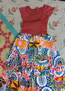 Vibrant Top and Skirt Combo