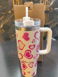 With Straw - Pink Hearts