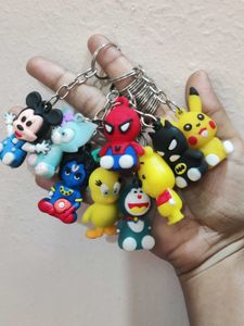 Set of 9 Cute Cartoon  Keychains+ 🎁 freebies