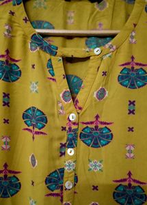 Yellow Printed Kurta