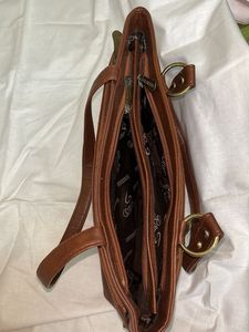 Classic Brown Faux Leather Tote Bag