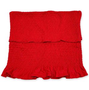 Smocked Off-Shoulder Red Top