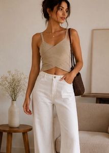Chic Beige Knit Cami Top