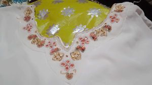 Elegant White Kurta with satin Dupatta Set
