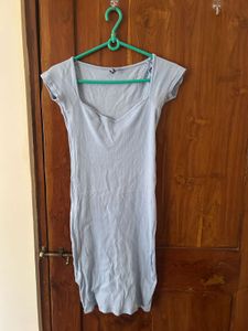 Light Blue Ribbed mini Dress