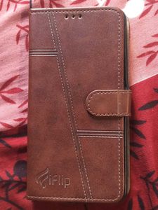 iFlip Brown Faux Leather Wallet Case