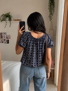 Boho Floral Print Off-Shoulder Top