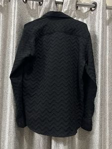 Men's Textured Black Long Sleeve Shirt