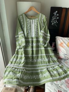 Embroidered Olive Green Tunic|Dress|One piece