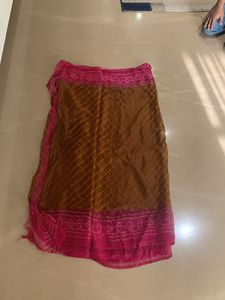 Brand New Brown &amp; Pink Leheriya Saree