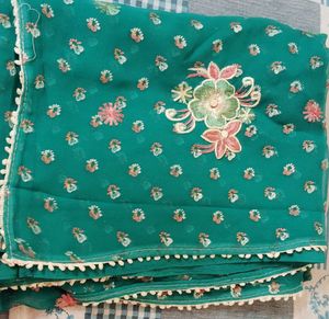Embroidered Chiffon Saree 🩷