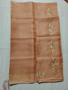 Elegant Peach Floral Saree