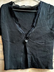 Front Button Ribbed Top