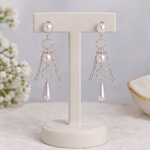 Elegant Pearl  Silver Necklace and earrin