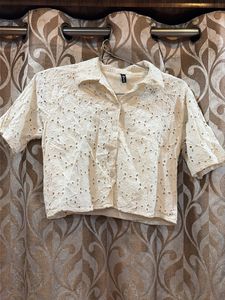 Embroidered Cropped Shirt