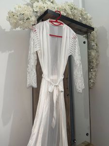 Satin Robe with Lace Sleeves