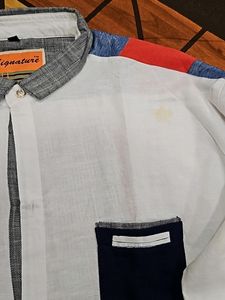 Pure Linen Shirt , Size Xxl, Used 2 Times , Slight Strain Pictures Included.