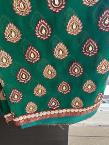 Deep Emarald Green Georgette Saree