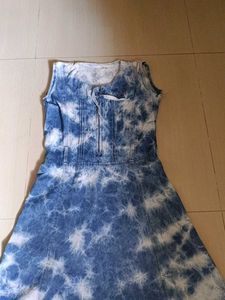 Blue Tie-Dye Denim Dress