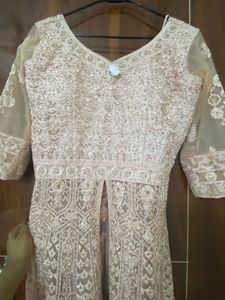 Elegant Pink Embroidered indo western gown