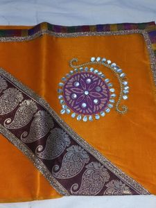 Free Delivery ORANGE COLOURED NET SAREE🟠