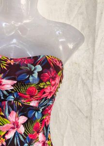 Vibrant Floral Strapless Swim Top