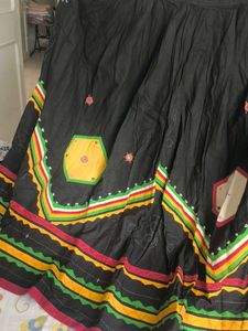 Black Ethnic Skirt with Colorful Border